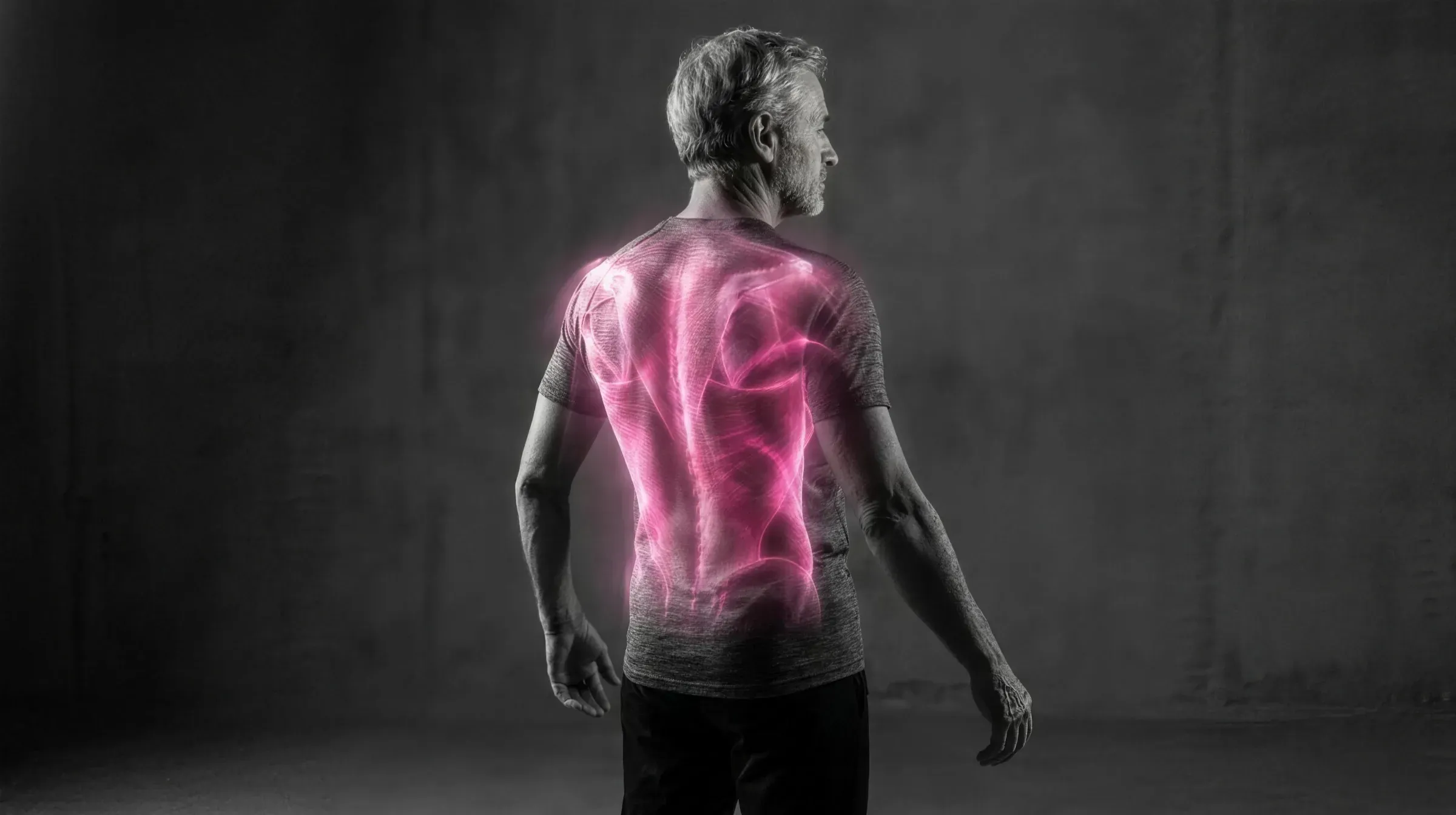 Sichtbar aktivierte Rückenmuskulatur